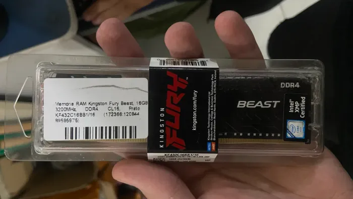Memória ram 16GB 3200 MHz Kingston Fury Beast CL16 (lacrada)