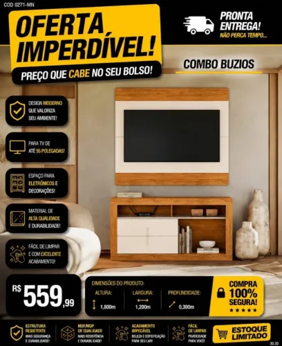 Rack com Painel Buzios