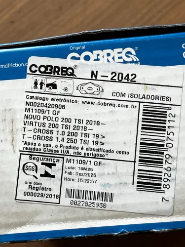 Pastilhas de freio Cobreq Polo TSI , Virtus TSI , T-Cross 1.0, 1.4 TSI