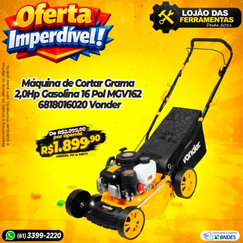 Maquina de Cortar Grama 2,0Hp Gasolina 16 Pol MGV162 6818016020 Vonder