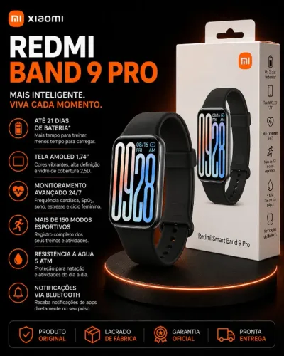 Smartwatch Xiaomi Smart Band 9 Pro Com Tela AMOLED 1.74"