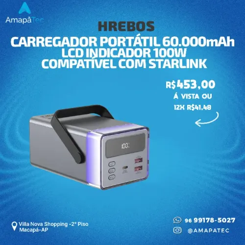 Power Bank 60.000mah 100w compatível com Starlink
