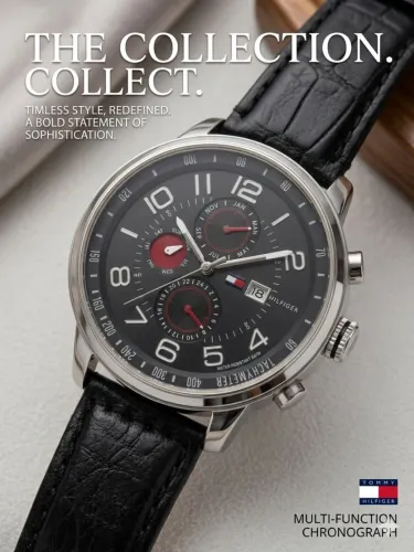 Relógio Tommy Hilfiger Original - Multifunção Couro Preto - Impecável