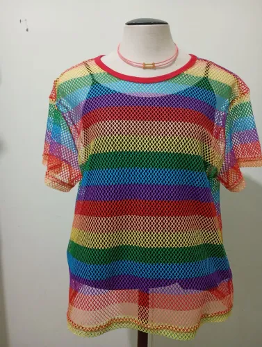 Blusinha blusa t-shirt regata unissex arco íris tamanho P.M de Renda