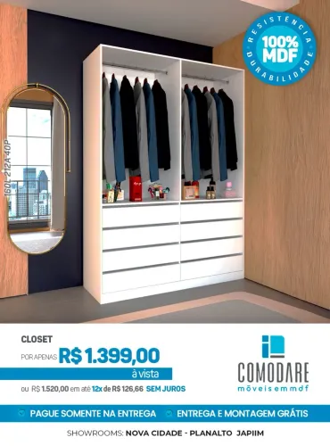 Closet 100% MDF por R$ 1.399,00
