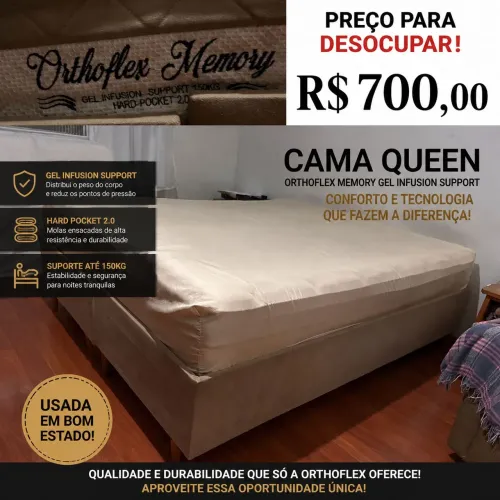 Cama Box Queen + Colchão Orthoflex Memory Gel Infusion Support