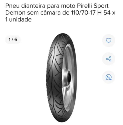 PNEU SPORT DEMON PIRELLI 110 70 17 Zerado 