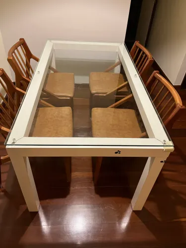 Tampo de mesa retangular de vidro temperado