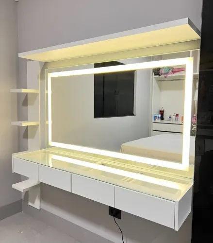 Penteadeira Front Led Suspensa Com Prateleiras