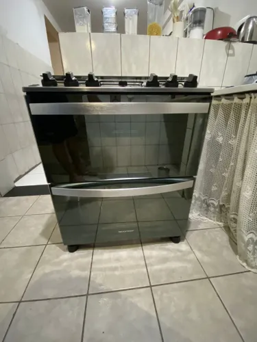 Fogão Brastemp 5 bocas inox duplo forno 
