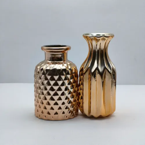 Kit 2 Vasos Decorativos Dourados