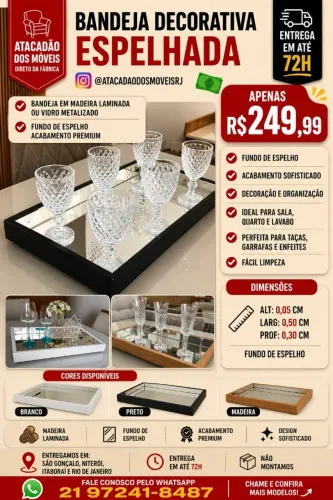 Bandeja Decorativa Espelhada