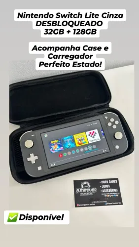 Nintendo Switch Lite Cinza DESBLOQUEADO!! (Aceito Cartão)