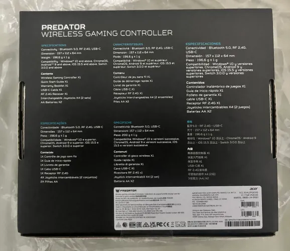 Controle wireless Pc e Nintendo Switch Acer PGR300