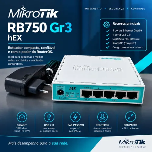 Roteador MikroTik RB750 Gr3