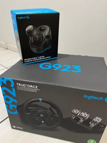 Volante logitech 923 + pedais + câmbio driving shifter ( EXTREMAMENTE NOVO)