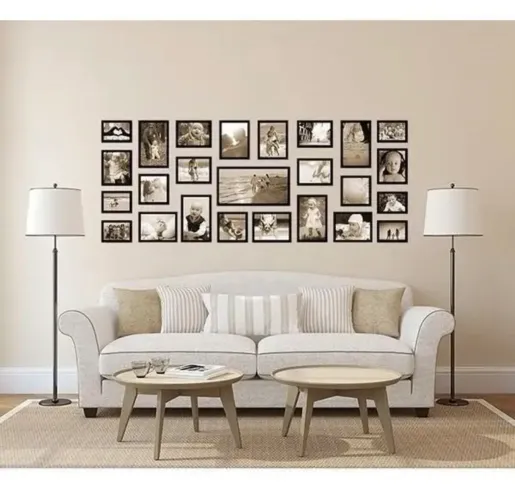 Kit 25 Quadros Com Vidro Moldura Laqueada Fotos Decorativos