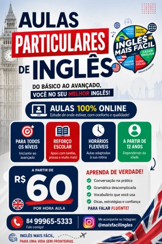 Aulas particulares online de inglês