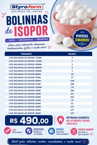 Bolinhas de Isopor ( SOMENTE O LOTE )
