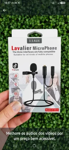 Microfone de lapela com fio