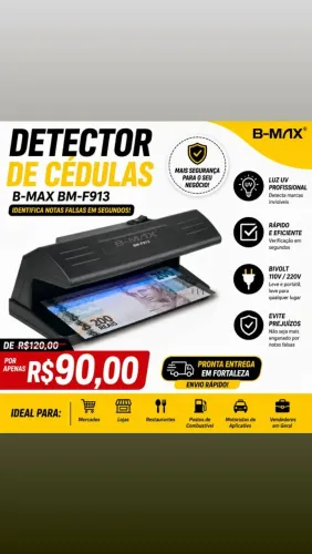 Detector de notas falsas com luz ultravioleta