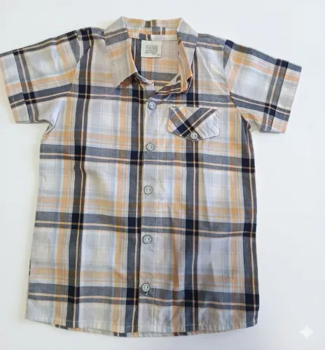 Camisa Xadrez Infantil Manga Curta - Zig Mundi | Tam. 3