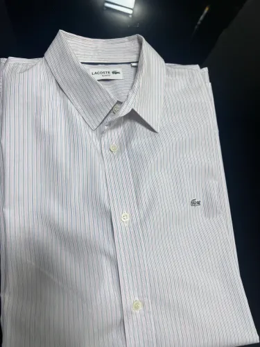 Camisa Lacoste Masculina Slim Fit Listrada Tam. 43