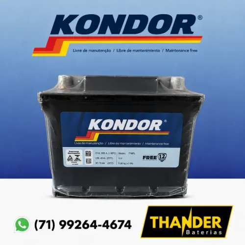 Bateria de Carro Kondor 50Ah - 12 meses de garantia - Fiat/Etios/Onix