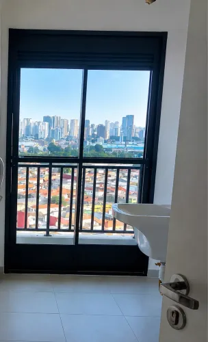 Porta Balcão de Alumínio Preto com Vidro | 2,22 x 1,27 m | Nova