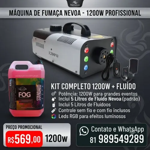MAQUINA DE FUMAÇA COM 5 LITROS DE FLUÍDO 1200W