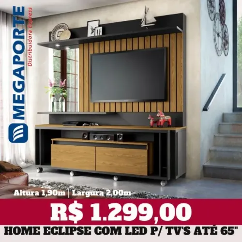 Home Theater Ripado Painel com LED para TV até 65" (Novo) Entrega Grátis!