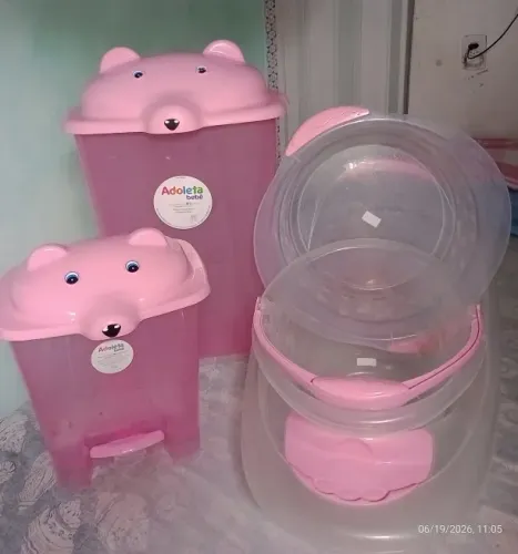 KIT BANHEIRA, BACIA, BALDE,LIXEIRA E CESTO DE ROUPA SUJA