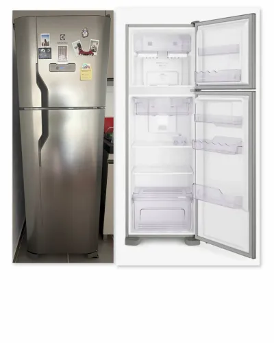 Geladeira Electrolux Frost Free 371L Turbo Congelamento Duplex Cor Inox DFX41 -