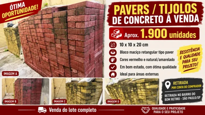 Bloquetes retangular tijolo vermelho e amarelo