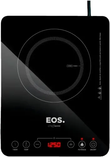 Cooktop de Indução 1 Boca Eos Cheff Gourmet 2000w Preto Eci01ppb Bivolt + 2 panelas