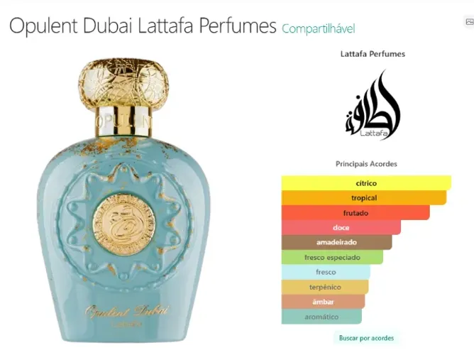Perfume Opulent Dubai Lattafa Perfumes Compartilhável 70 ml no frasco original