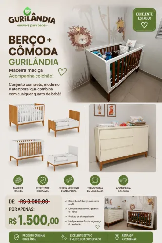Berço + colchão + cômoda da Gurilandia