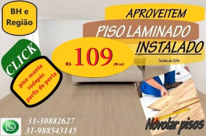 Piso laminado click com instalação