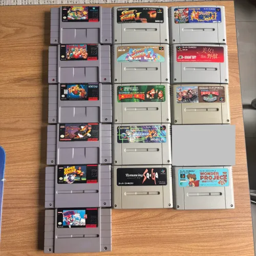 Lote de 15 Jogos Originais - Super Nintendo e Super Famicom
