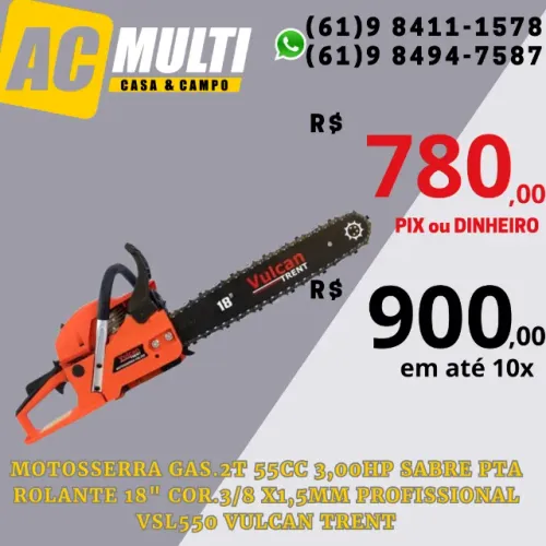 Motosserra VSL550 2T 55cc 3,0HP VULCAN