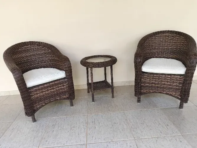 Conjunto poltronas com mesinha para varanda ou áreas externas