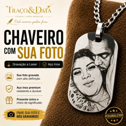 Pingente com Fotogravação a Laser Aço Inox - Personalizado