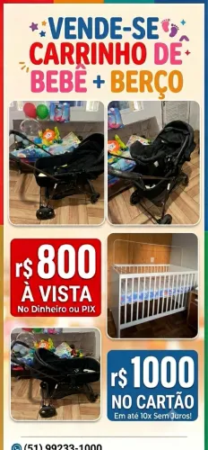 Carrinho de bebê + berço 