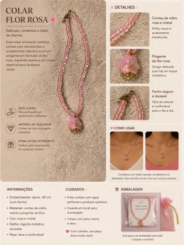 Pulseira rosa de miçanga