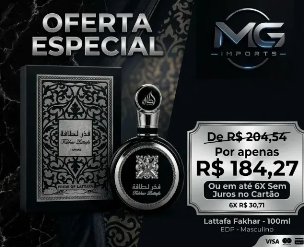 ? Perfume Arabe Lattafa Fakhar Black Eau de Parfum (Masculino) - 100ml ?