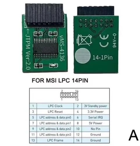 Módulo TPM2.0-MSI  LPC 14 Pinos.