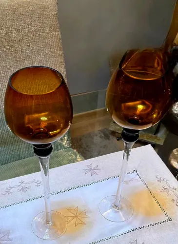 Castiçal Decor Âmbar vidro