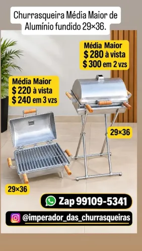 Churrasqueira Média Maior de Alumínio fundido 29×36