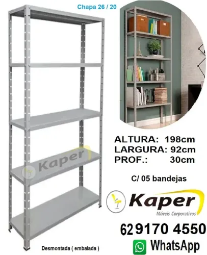 Estante de aço prof. 30cm 5B cinza ( produto novo ) Promoção