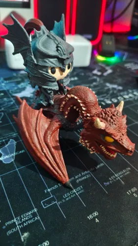 Funko pop Caraxes e Daemon pintados a mão